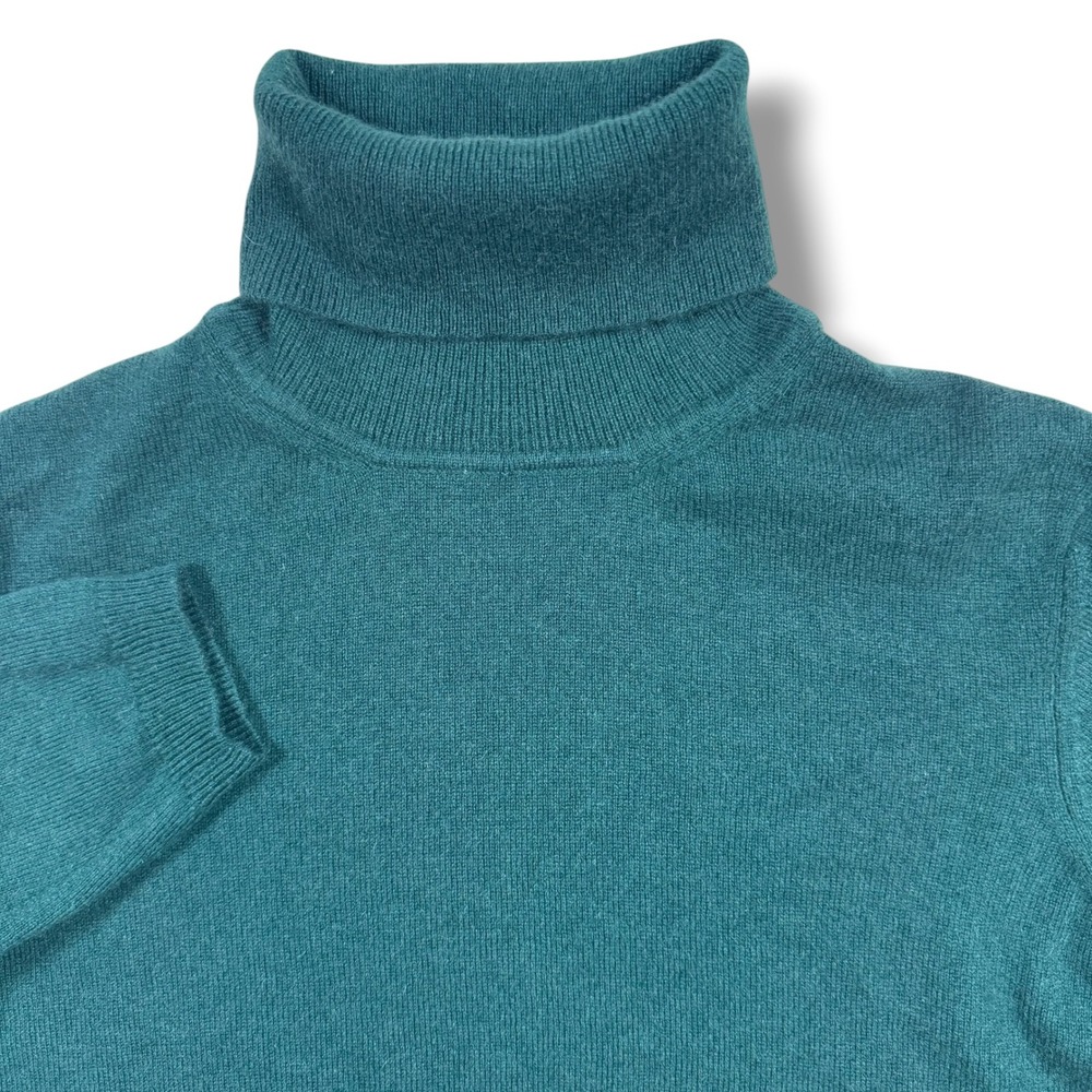 John W. Nordstrom Cashmere Turtleneck Sweater Medium Women Teal Solid